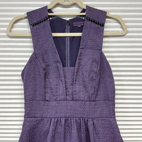 Rebecca Taylor Purple Matelasse Textured V-Neck Sleeveless Dress Size 2 - Picture 2 of 9